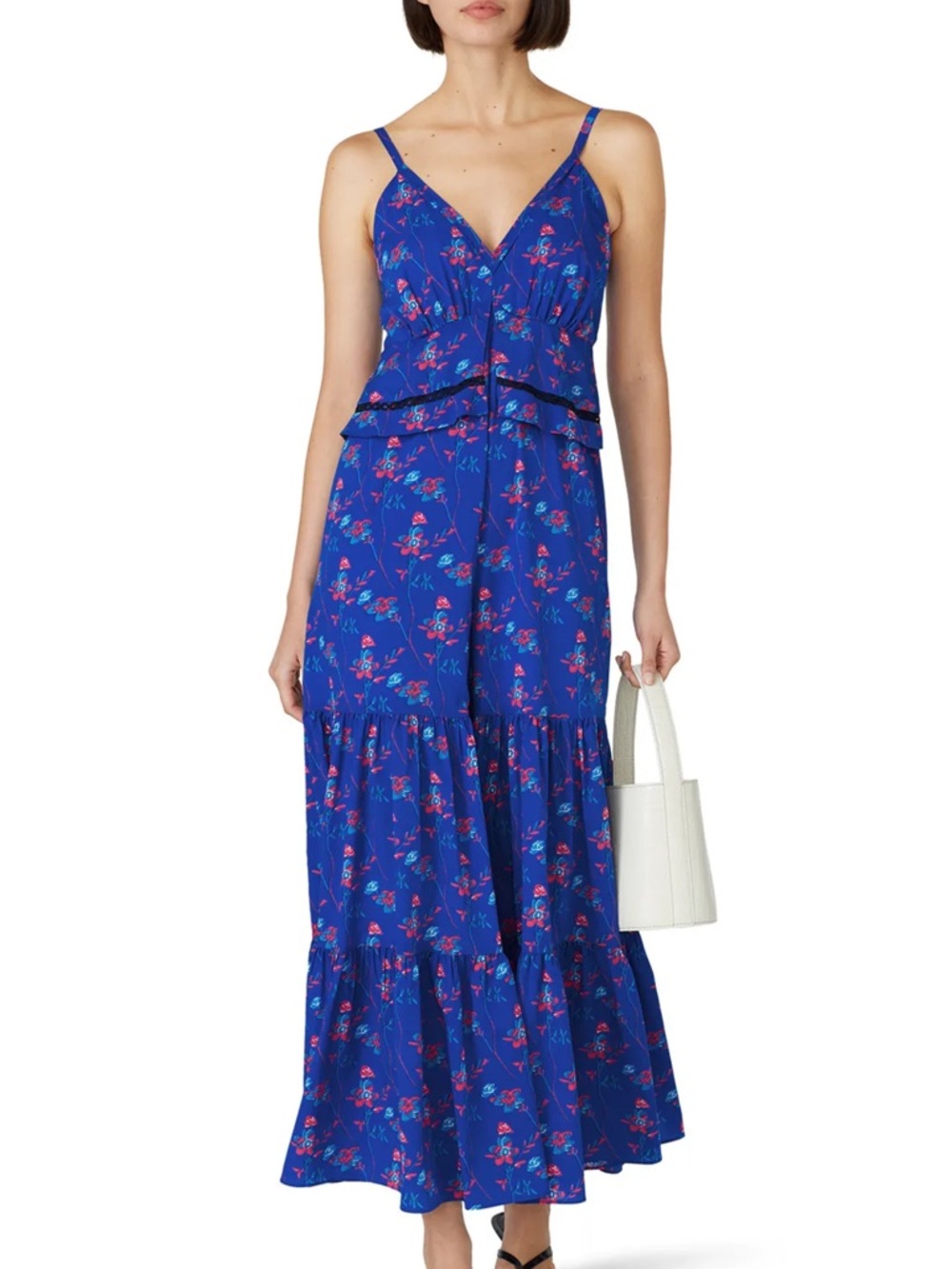 Thakoon Royal Blue Floral Wide Leg Jumpsuit Size 4